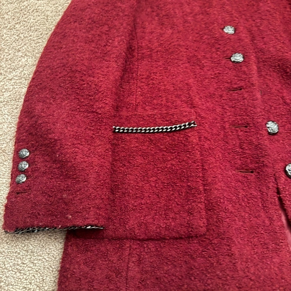 Kobi Halperin-NWT Burgundy Red Scottie Chain Blazer Jacket - Picture 6 of 8